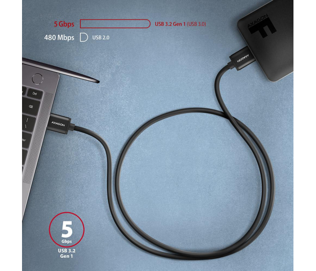 Axagon Kabel BUMM3-AM10AB SPEED Micro-B USB - USB-A 3.2 Gen 1 1 m - 1485429 - zdjęcie 2